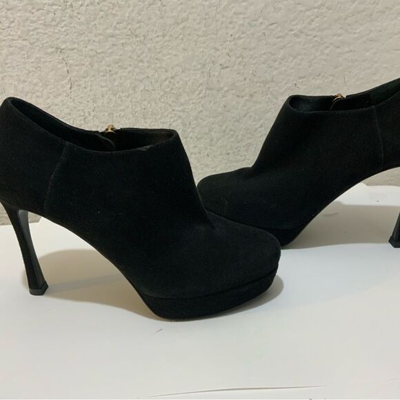 Yves Saint Laurent Paris Black Suede zip Booties Size 37.5 - Picture 3 of 16